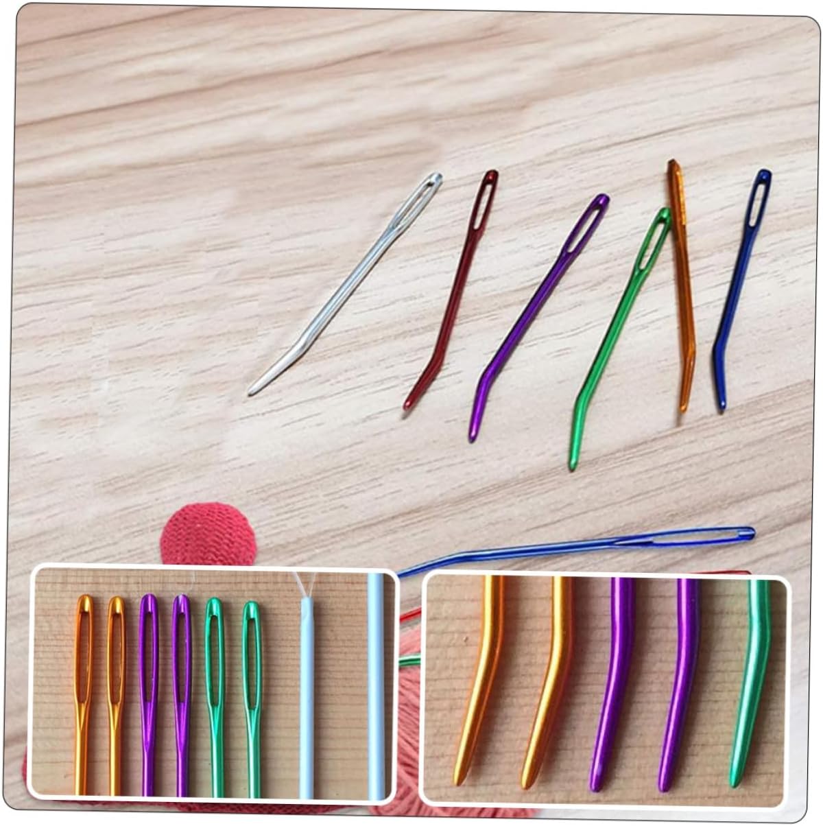 BCOATH 12pcs Aluminum Safety Tapestry Needles Multi-Function Compact Yarn and Darning Needles for Knitting and Hand Sewing Crafts Random Color