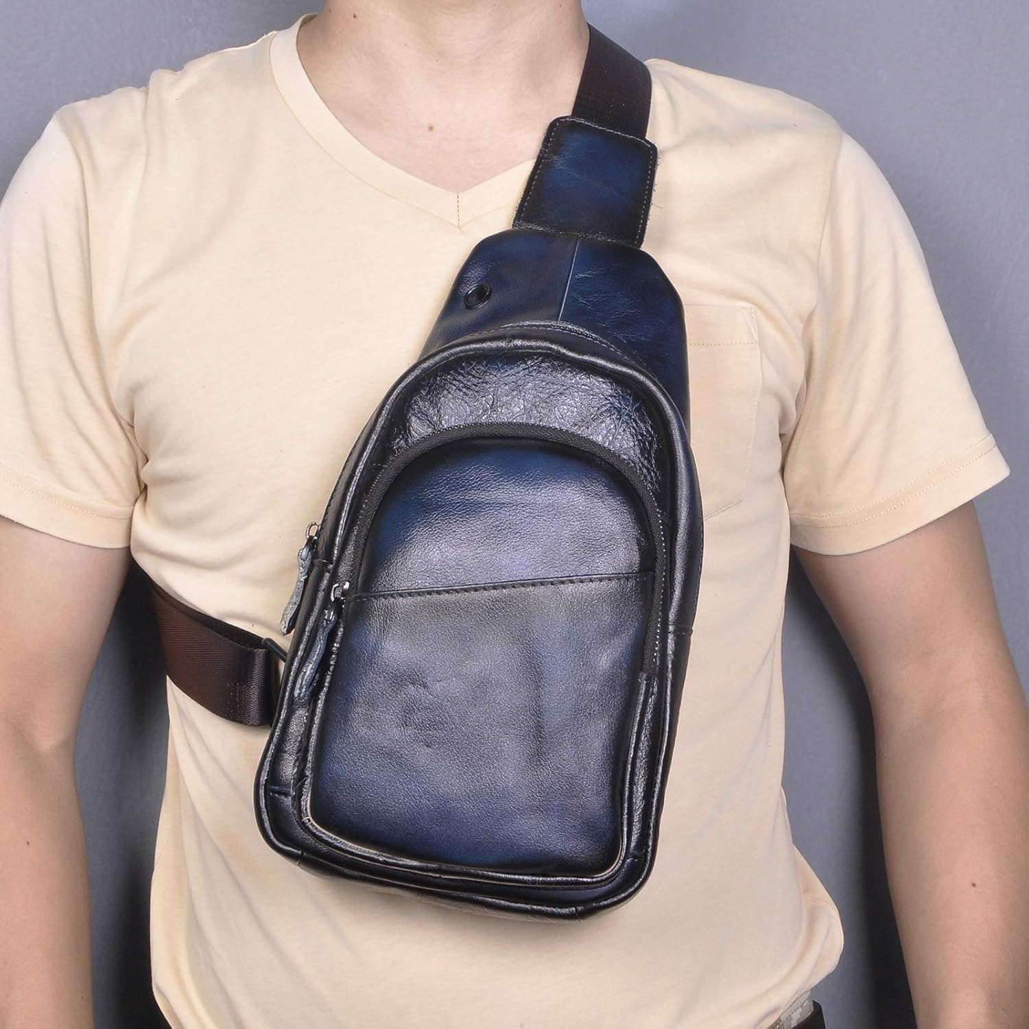 Le'aokuu Mens Outdoor Casual Travel Hiking Crossbody Chest Sling Bag One Shoulder Strap Bag Backpack