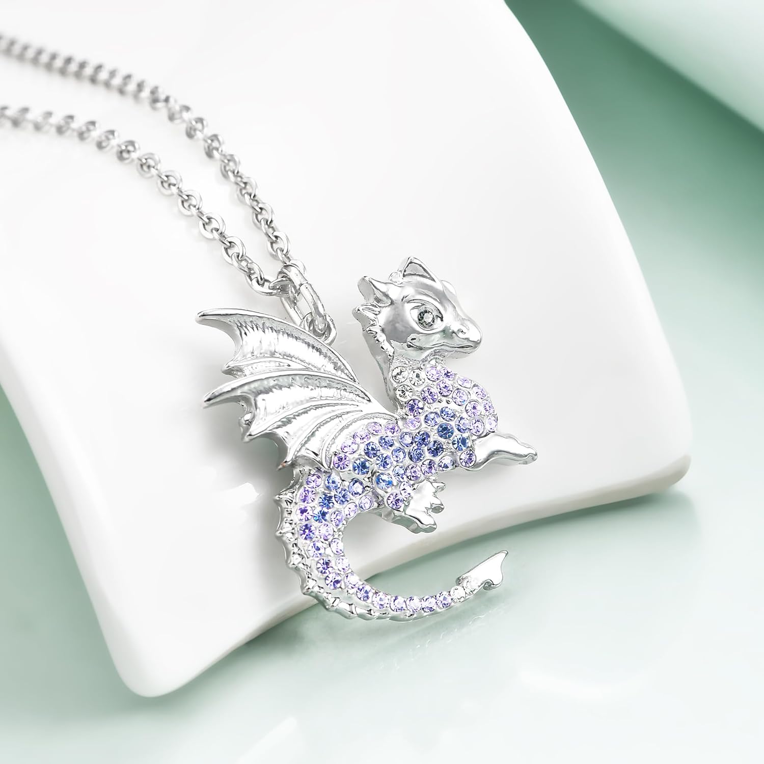 luomart Dragon Dinosaur Necklace Birthday Gifts for Girls,Dragons Dinosaurs Pendant Necklaces Jewelry for Women - Image 2