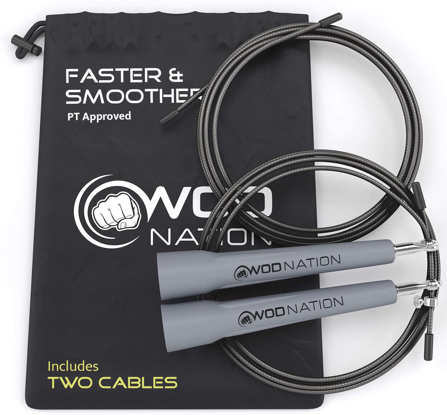 Skipping Ropes for Adults - Great as Cross-fit Skipping Rope, for Boxing or as Adult Fitness Jump Rope - For Home Gym Equipment & Accessories - Adjustable for Men, Women & Kids by WODNation