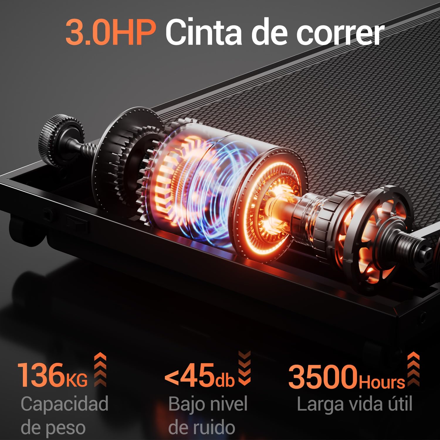 UMAY Cinta de Correr Plegable con Inclinación | Cinta de Andar Plegable,Caminadora Electrica Para Casa Equipado con un Motor de 3,0 CV y Pantalla LED,Máximo 136KG