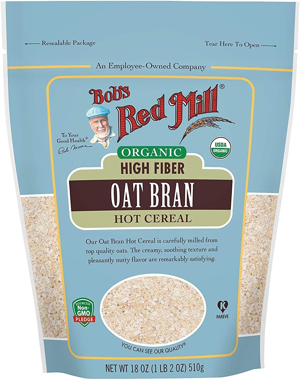 Bob's Red Mill Organic Oat Bran Hot Cereal 18 Ounce (Pack