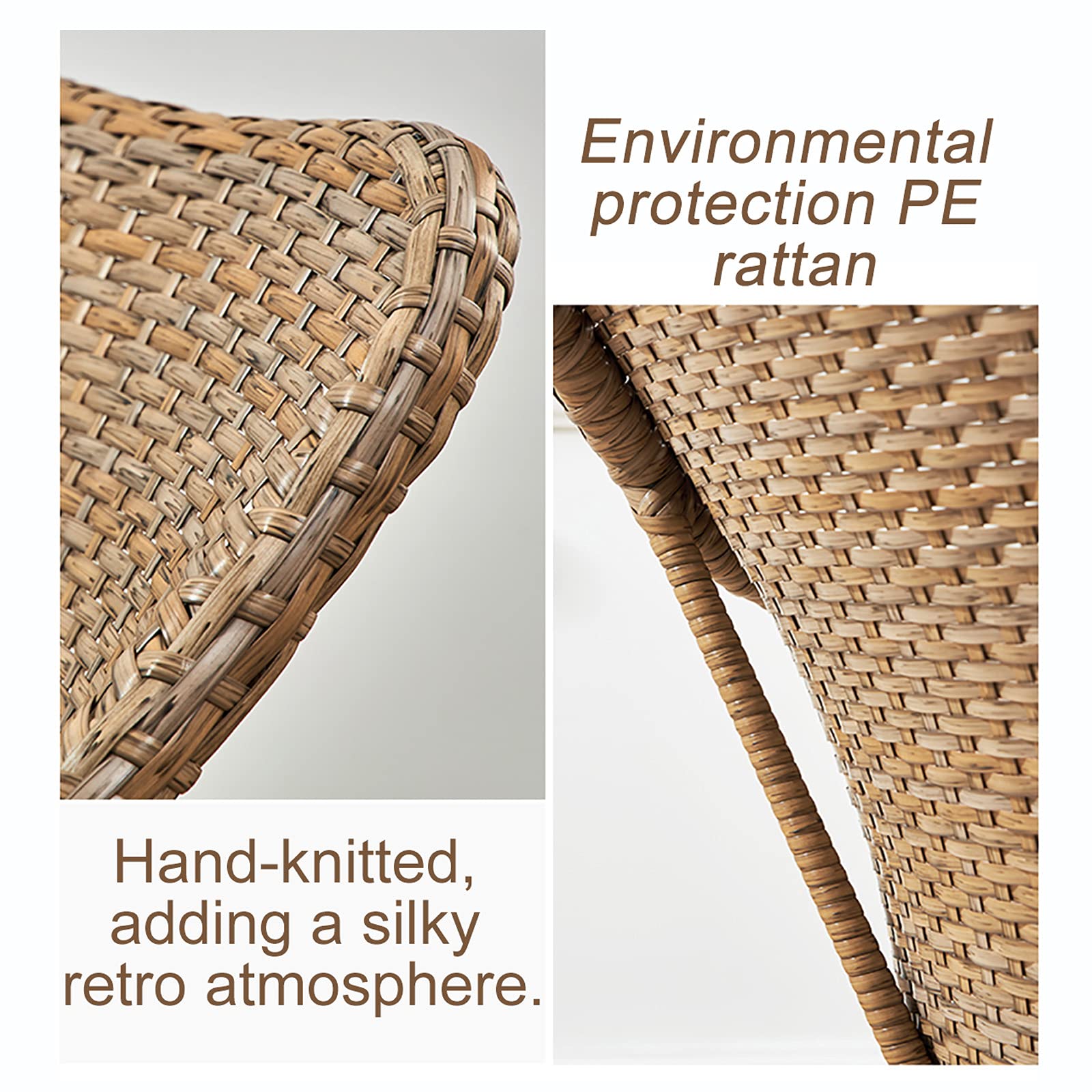 Set da Bistrot 3 Pezzi con Poltrone e Tavolo con Ripiano in Vetro Temperato, Set Mobili da Giardino con Protezione Ambientale in Rattan PE, Mobili da Giardino in Rattan con Intrecciato a Mano