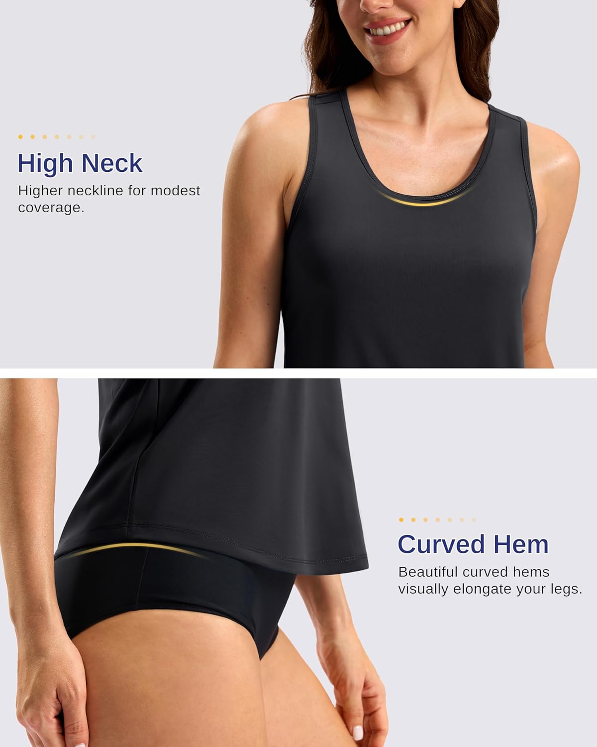 G Gradual Tankini Tops for Women High Neck Swim Top Racerback Bathing Suit Tops Modest Swimsuits Tank Top Only No Bottom - Image 5