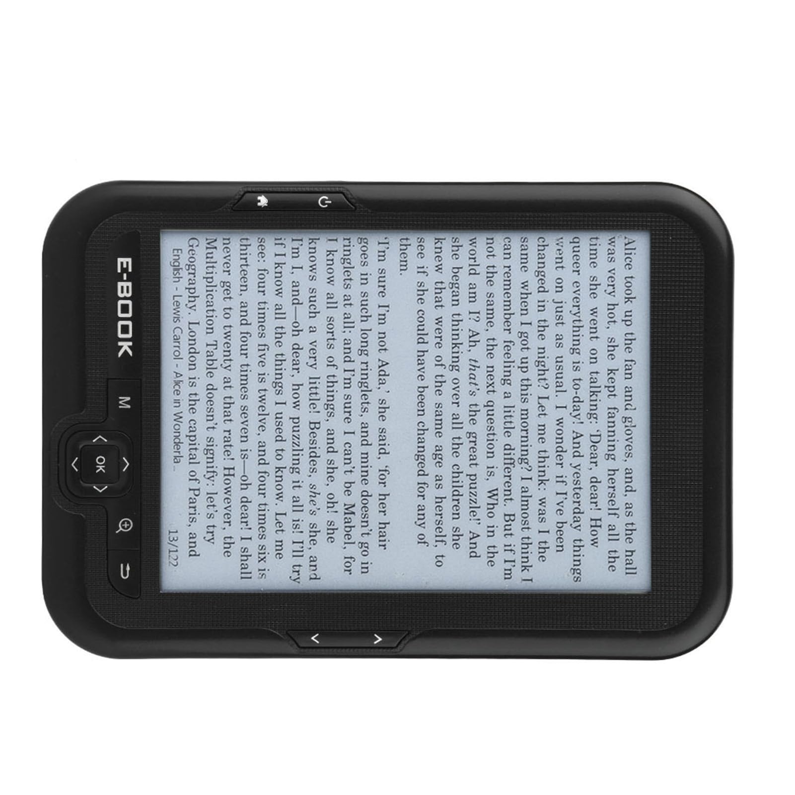 Lettore Ebook Schermo da 6 Pollici 300 DPI, 16 GB 16 Scala di Grigi, Batteria 1400 MAh 7500 Giri di Pagina, Supporto 29 Lingue, per Spostamenti in Viaggio e Lettura Notturna (8G)