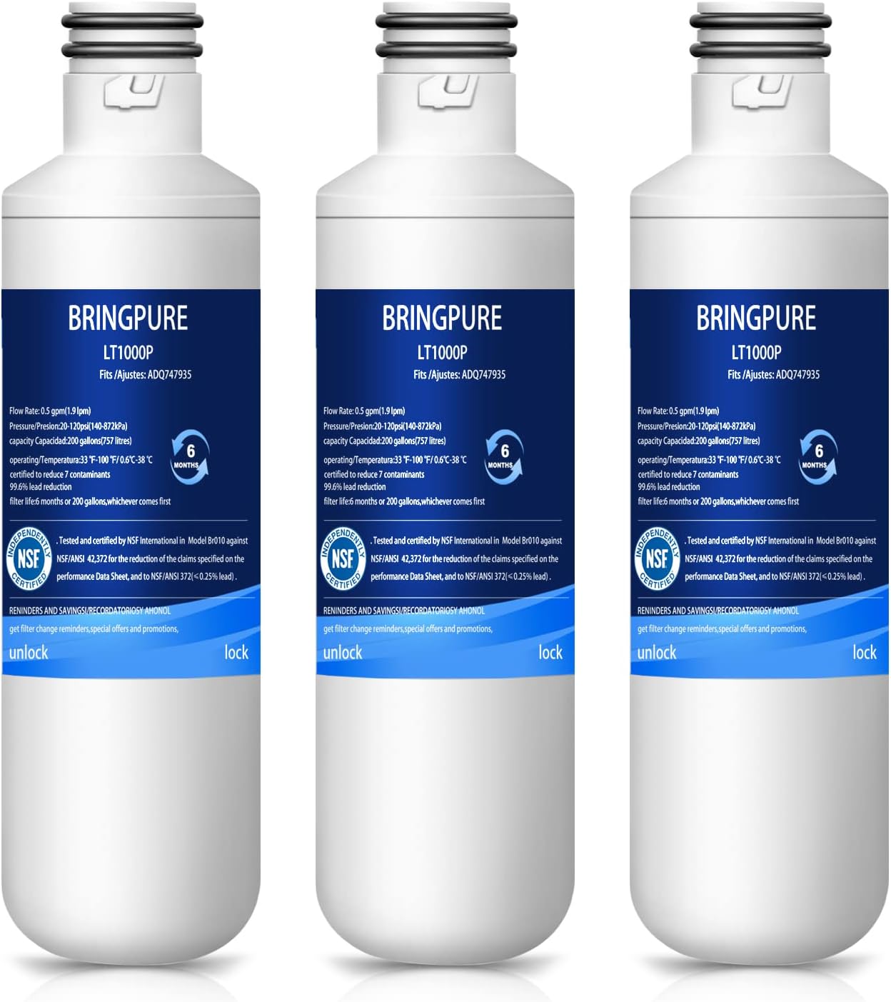LT1000P Bringpure Refrigerator Water Filter Replacement, Compatible