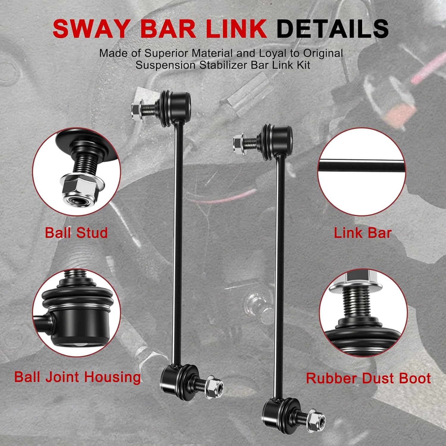 2Pcs K750094 K750095 Front Sway Bar Link Kit Compatible with Nissan Altima 2007-2019, for Maxima 2009-2019, Suspension Stabilizer Bar End Links for Rogue 2008-2019, for Infiniti QX60 2014-2019