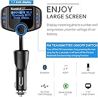 Vista 3 de Transmisor FM Bluetooth (versión mejorada), adaptador de radio inalámbrico Sumind manos libres kit de coche con pantalla de 1.7 pulgadas, QC3.0
