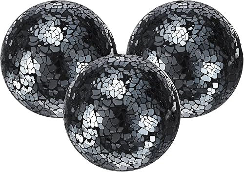 Miniatura 10 de Paquete de 3 bolas decorativas para cuencos, bolas de vidrio de mosaico de 2.4 pulgadas, orbes de vidrio decorativos para decoración del hogar,