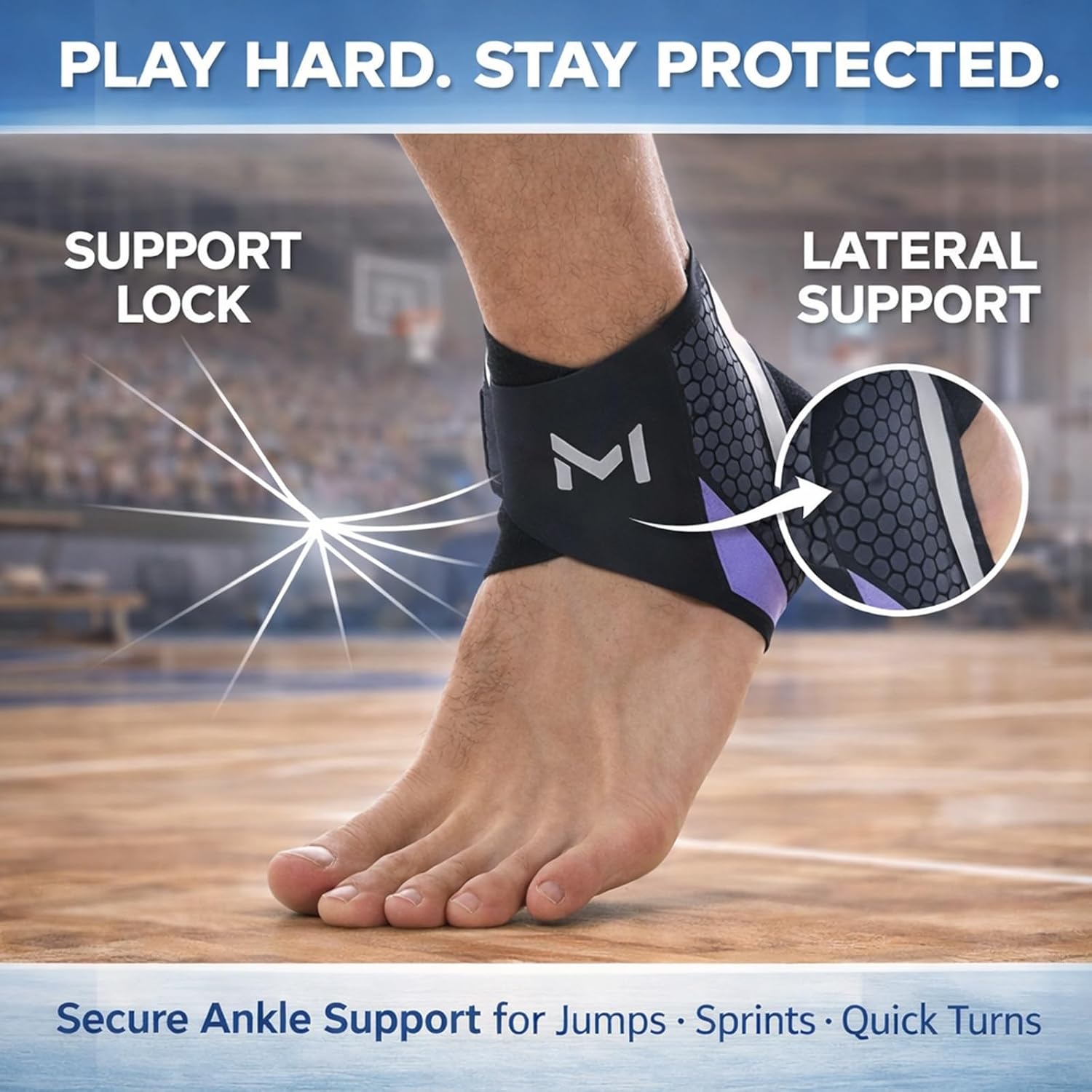 Ankle Brace for Men & Women, Ankle Brace Compression Support Stabilizer Adjustable Lace up Ankles Sock Basketball Sprain Recovery Orthopedic Grade Tendonitis Protection