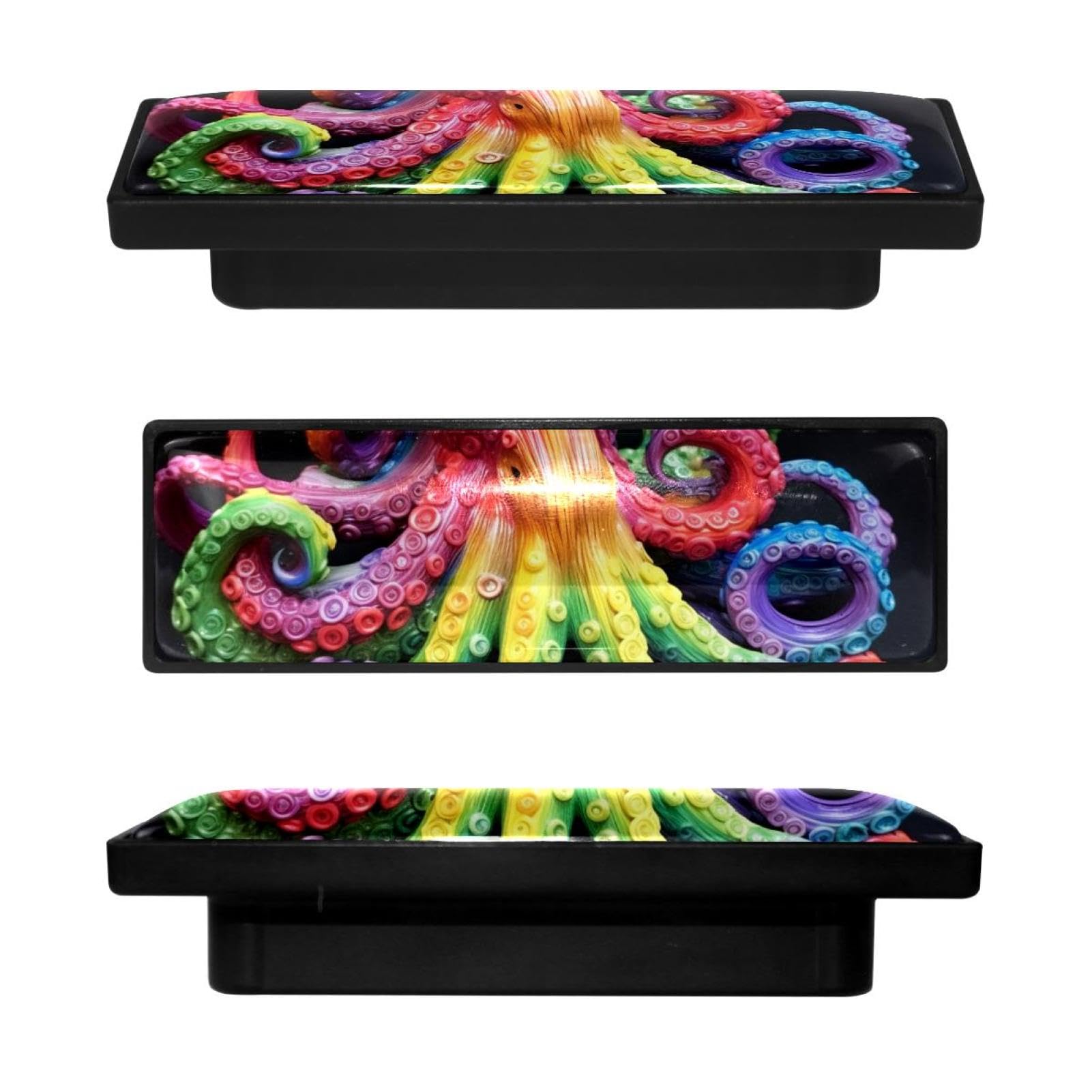 Boutons de placard pieuvre rectangulaires colorés en lot de 4 pour tiroir cuisine et commode