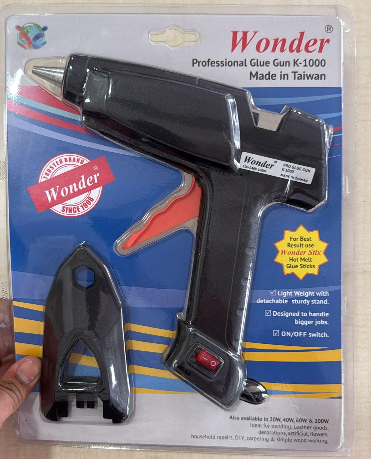 Wonder Hot Melt Professional/Industrial Glue Gun with On/Off Switch - 100 Watts (K-1000) - Made in Taiwan-image-41