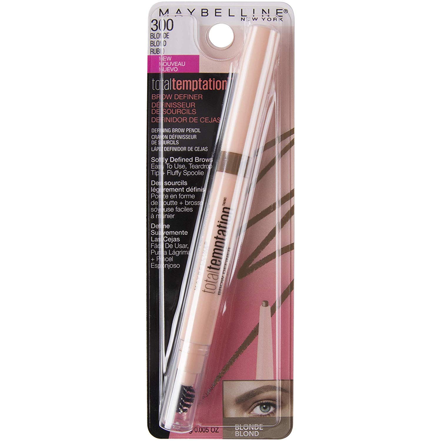Maybelline Total Temptation Eyebrow Definer Pencil, Soft Brown, 1 Count : Beauty & Personal Care