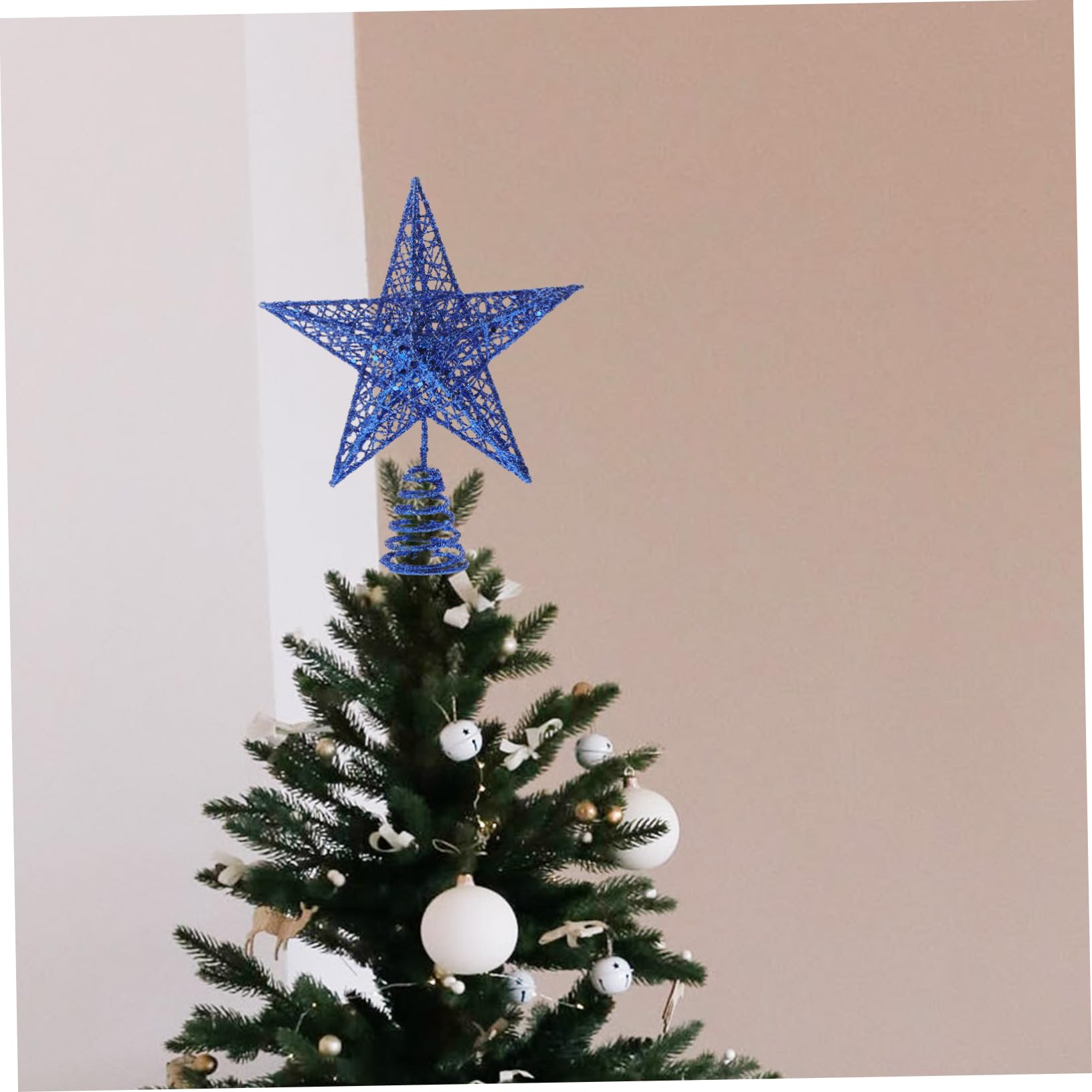 COLLBATH Adorno Punta del Árbol de Navidad Brillantina de Estrella Decoración de Navidad Árbol de Adorno de Estrella
