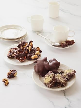 Nut Clusters Chocolate Gift Box - Chocolate Covered Nuts, 1 Lb Dairy Free | Vegan, Kosher, Dark Belgian Chocolate, Fresh Nuts, Not Too Sweet, Pecan, Almond, Cashew Clusters, Gourmet Variety