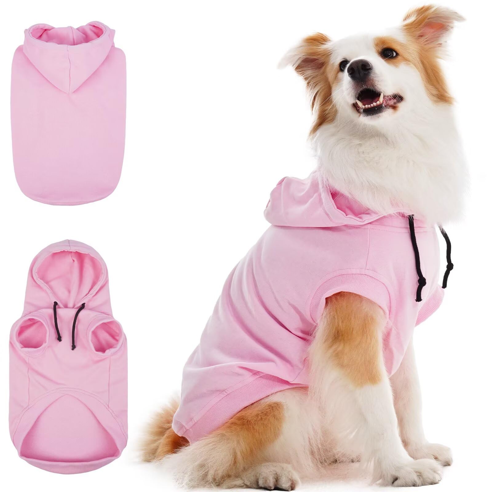IECOii Dog Hoodie For Large Dogs,Large Dog clothes with Hat,Warm DogSweatshirt Hooded,Basic Hoodie For Dogs Spring Fall And Winter,XL DogJumper For Beagle,Border Collie,Pink,XL(No Fleece Lined)