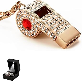 صافرة رياضية مرصعة بأحجار الراين مع سلسلة مفاتيح للمدرب/الحكم/التدريب/منقذ الحياة/المعلمينذهبية