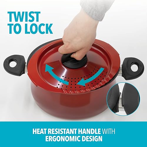 Vista 11 de Bialetti- 7265 Oval 5.5 cuarto de pasta olla con tapa de colador, antiadherente, 1, negro