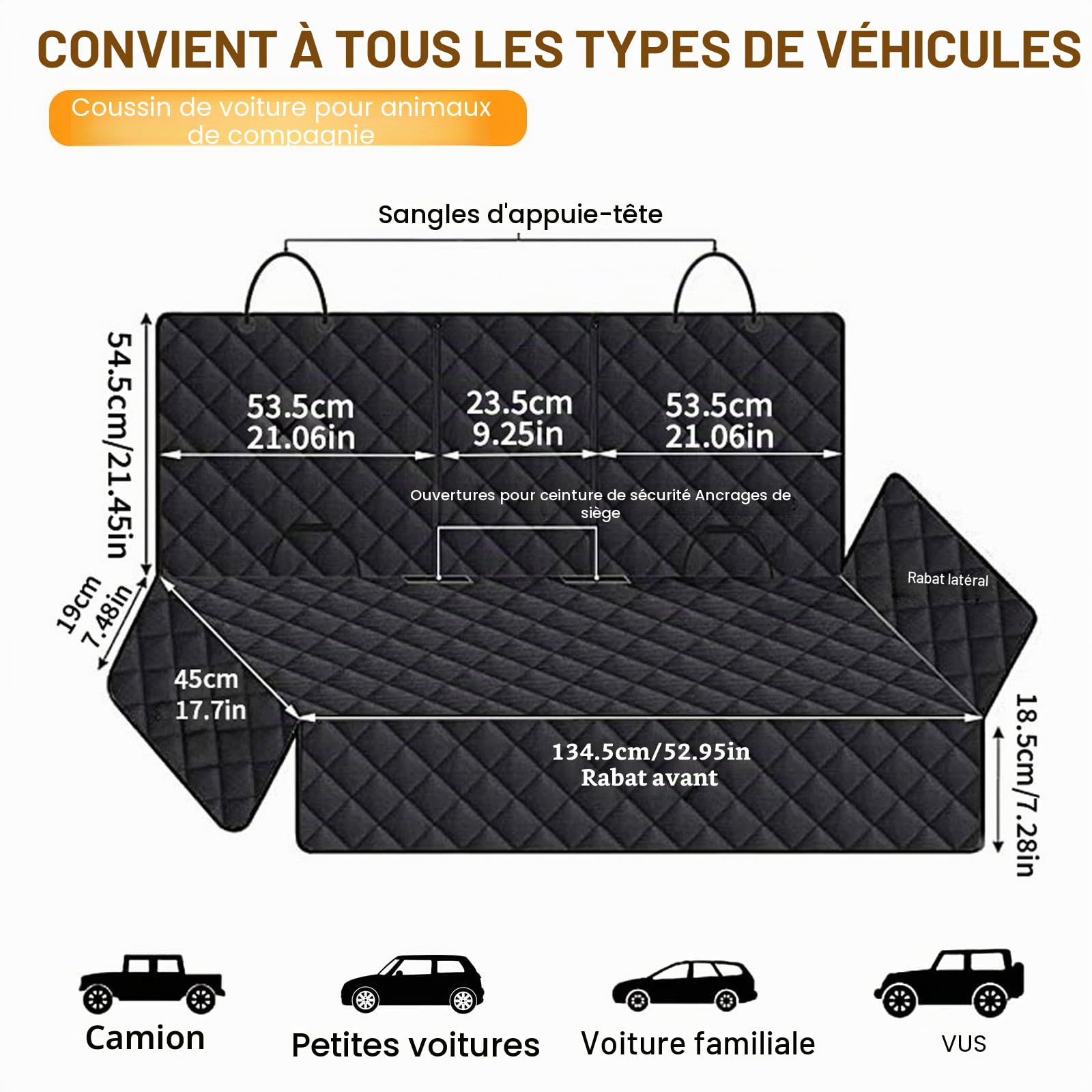 Protection Siège Voiture Chien, Housse de protection pour siège arrière de voiture, Couverture pour Chien siège arrière de voitures avec ceinture de sécurité pour toutes les Voitures, Monospaces, SUV