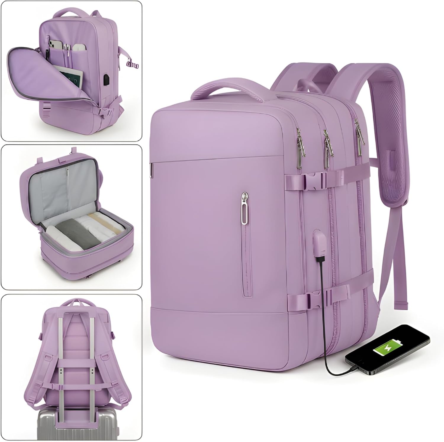 Mochila Viagem Avião Expansível 40L Impermeável Bagagem de Mão Premium Mochila Viagem Avião Expansível 40L Impermeável Bagagem de Mão Premium