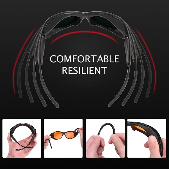 Professional UV Light Safety Glasses for 90nm-490nm wavelength UV lamps, UVC protective glasses, blocking blue light, Anti-Fatigue Anti Glare, shatterproof, anti-scratch and anti-fog, orange lenses