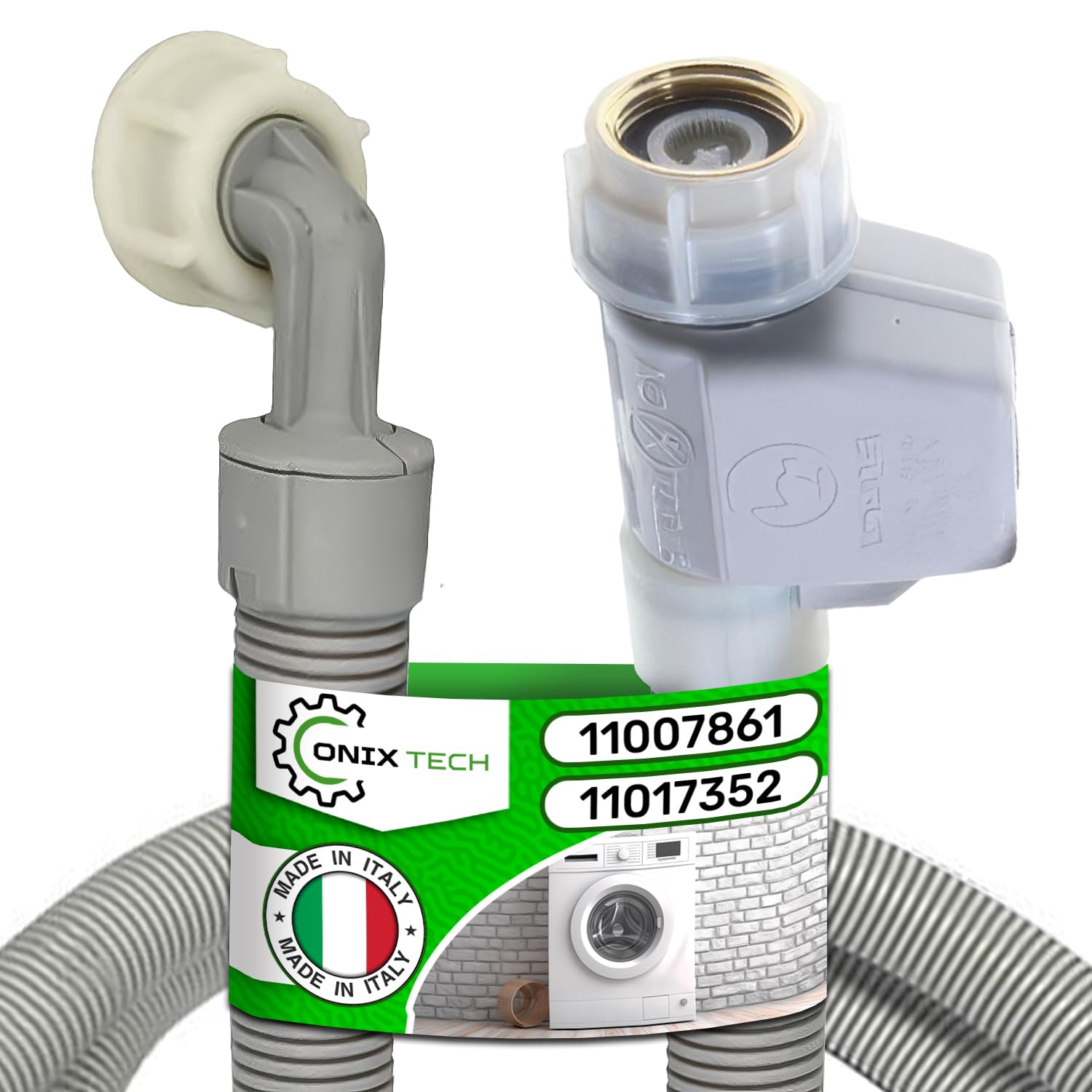 Aquastop bezpieczny wąż wlotowy wody o długości 1,5 m do pralki i zmywarki z oryginalnym kodem 11007861 11017352 do Bosch - MADE IN ITALY - 5 lat - ONIX TECH