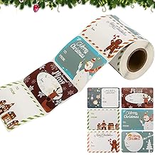 LATERN 250 Pieces Christmas Label Stickers, 6 Colours Self Adhesive Labels for Gift Filling Name Tags Present Decorative Labels (8cm x 5cm)