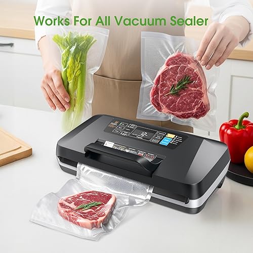 Miniatura 7 de Paquete de 3 rollos de bolsas selladoras al vacío de 11 pulgadas x 10 pies, sin BPA, resistentes, a prueba de fugas, prevención de pinchazos, seguro