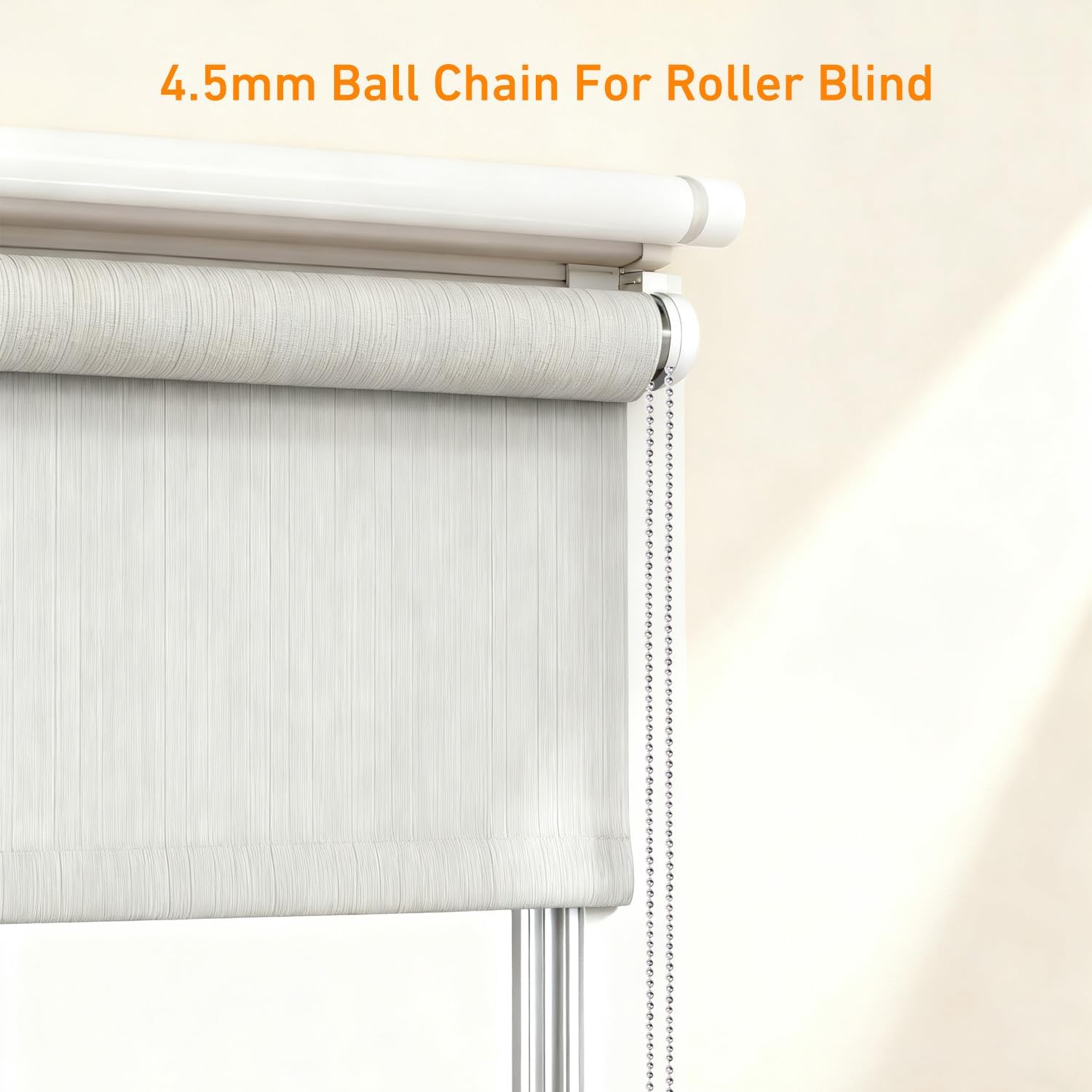 10M Stainless Steel Ball Chain with 10 Connectors - 4.5mm Bead Chain for Vertical Window Blinds, Roller Shades, Fan Pull & DIY Project | 304 Rustproof, 33ft, Adjustable Length