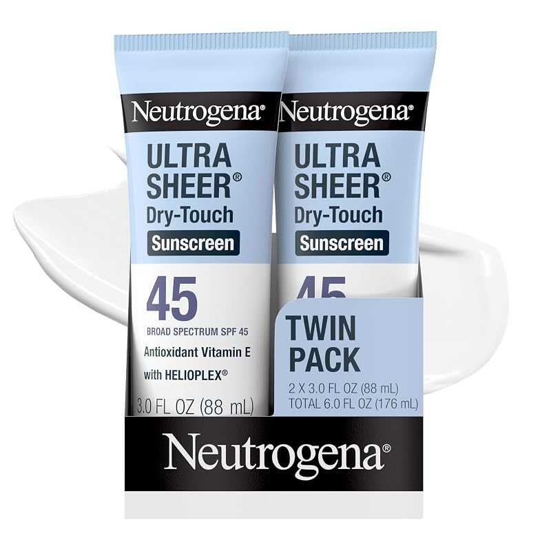 Protetor solar corporal Neutrogena Ultra Sheer Dry Touch FPS 45, pacote com 2 de 90 mL