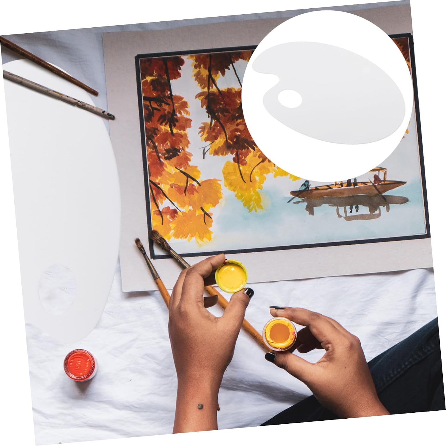 Uonlytech 1pc Painting Mixing Tray Watercolor Board Portable Design for Artists Students Boys and Girls