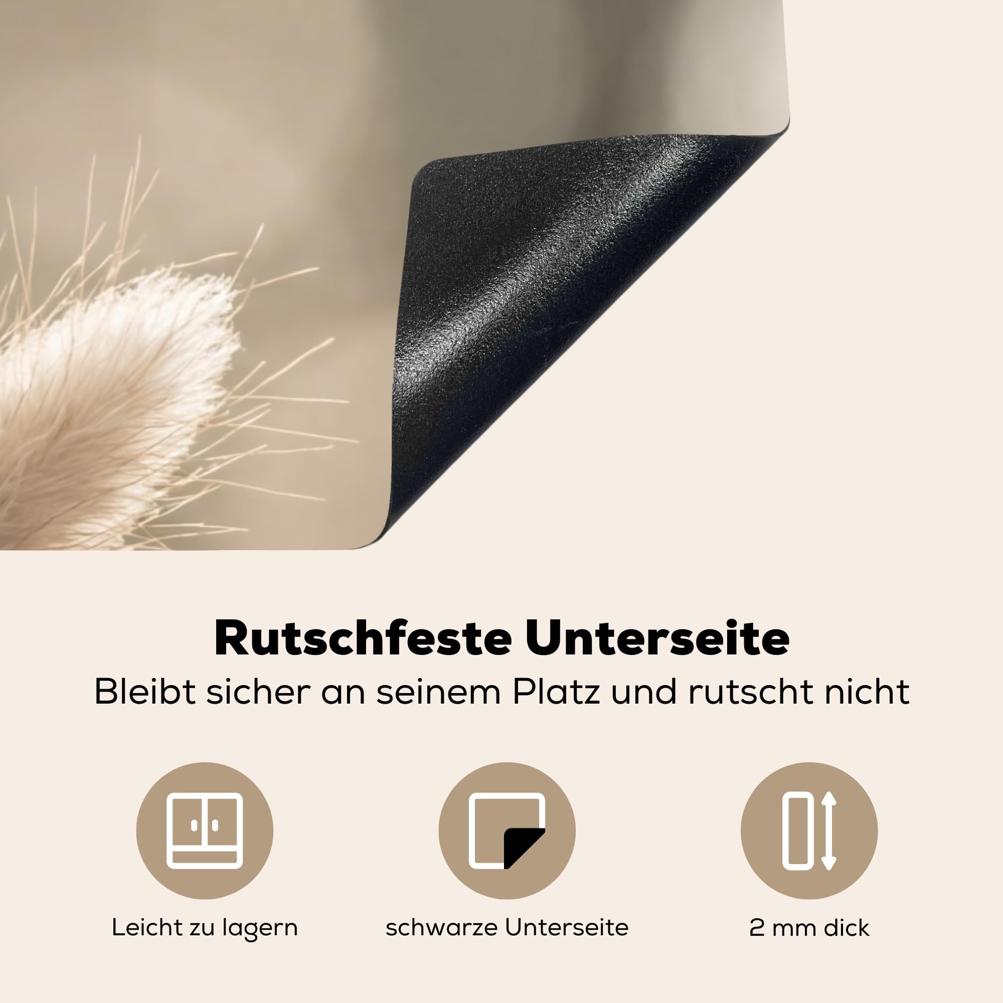 KitchenYeah© Herdabdeckplatte 81x52 cm Induktion Schutzmatte Küche Herdabdeckung Ceranfeld Induktionsmatte Cerankochfeld Abdeckung Haselschwanzgras - Weiß - Sonnenlicht