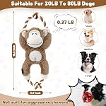 Jouets en peluche de chien Squeaky Pas de jouets en peluche interactifs de chiots pour les garder occupés, Tug durable de jouets de chien de guerre pour petites, moyennes et grandes races - Singe