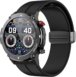 Compatible PUREROYI Smart Watch Straps, Lamshaw Soft Silicone Magnetic Buckle Sport Wristband Replacement Straps Compatible for PUREROYI 1.32' C21/C20 Pro/VALYV K22 /EIGIIS K22/EIGIIS K55/TAOPON NX3 1.85/LENUMB NX3 1.85/Moowhsh HM09 Smartwatch (Black)