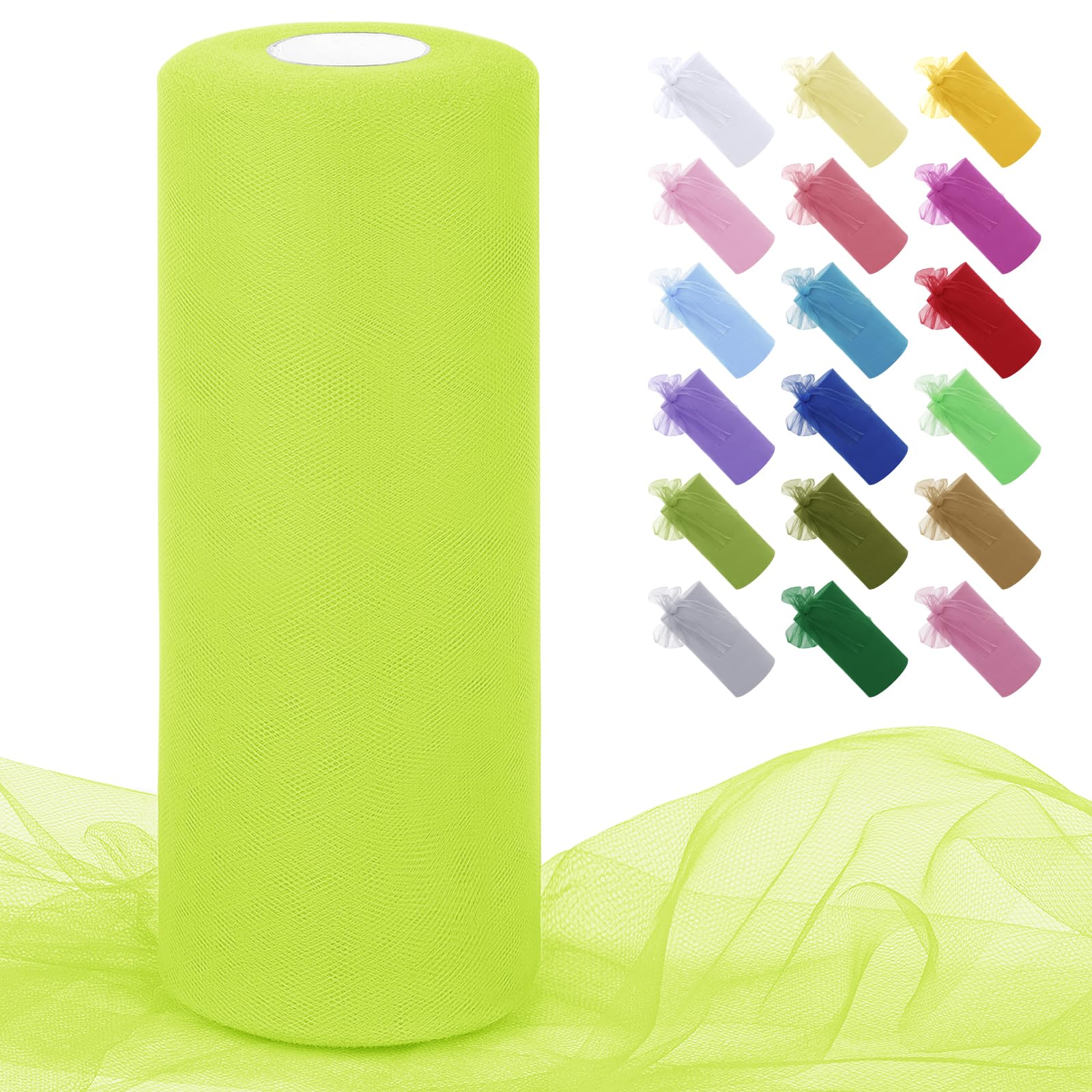 Uiopa Fruit Green Tulle Fabric Roll 30cm x 91m Polyester Netting Fabric Mesh Tulle Ribbon for Tutu Skirts, Gift Wrapping, Birthday/Party/Wedding Decoration, DIY Projects