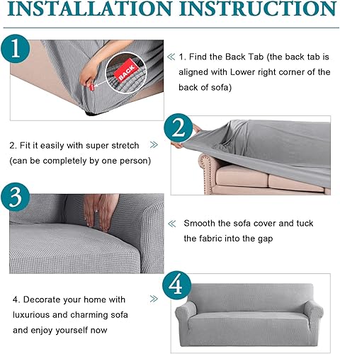 Miniatura 6 de 1 funda elástica para sofá, protector de muebles, antideslizante, de jacquard y licra, protector de sofá