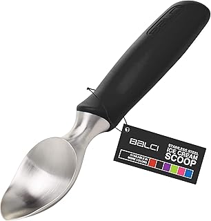 Sponsored Ad - BALCI Ice Cream Scoop - Heavy Duty Stainless Steel Icecream Scooper With Non-Slip Rubber Grip - Professiona...