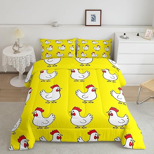 Miniatura 8 de Erosebridal Juego de ropa de cama de pato, juego de edredón de dibujos animados para niños y niñas, bonito edredón de plumón de pato pintado a mano,