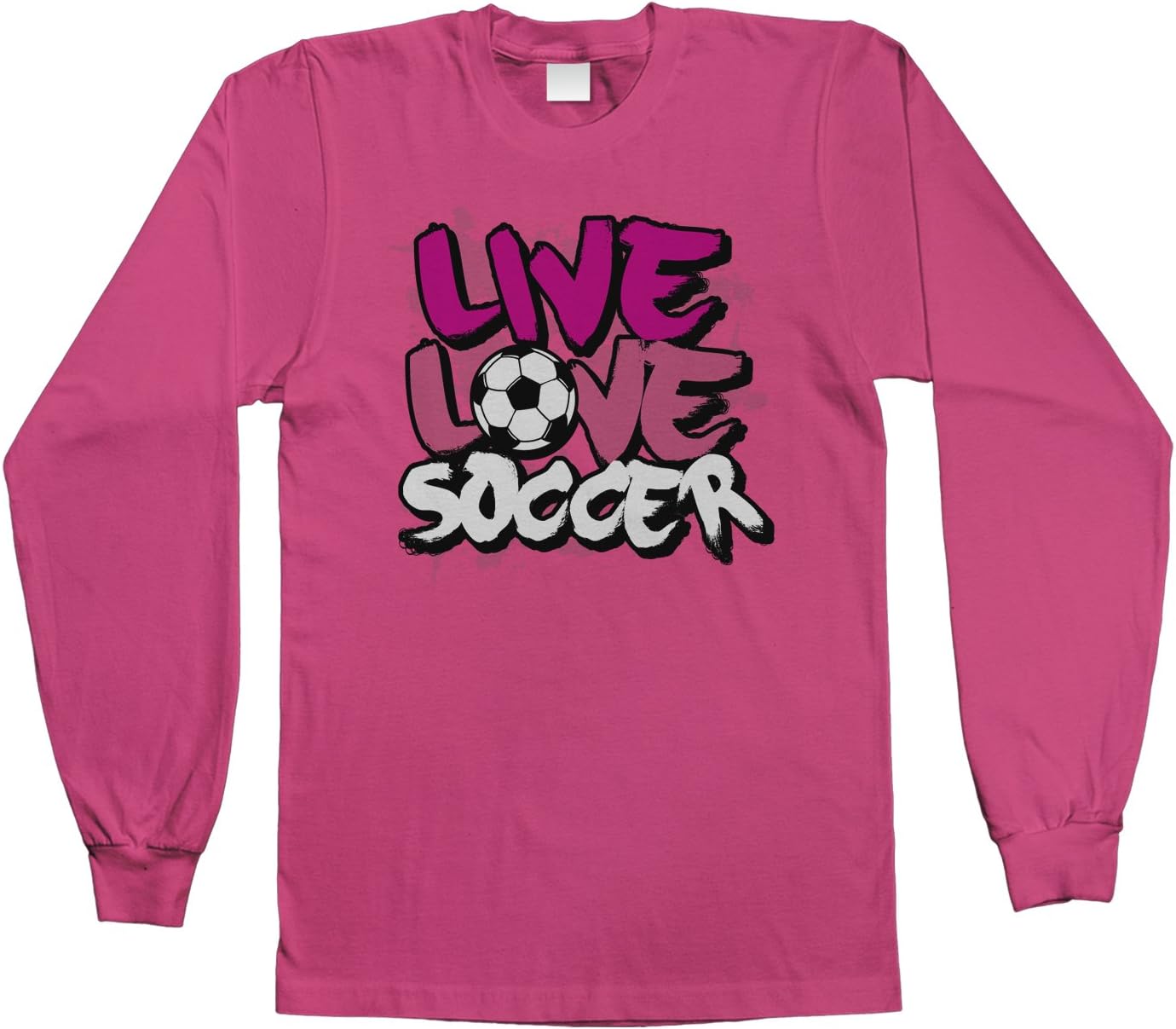 Threadrock Big Girls' Live Love Soccer Youth Long Sleeve T-Shirt