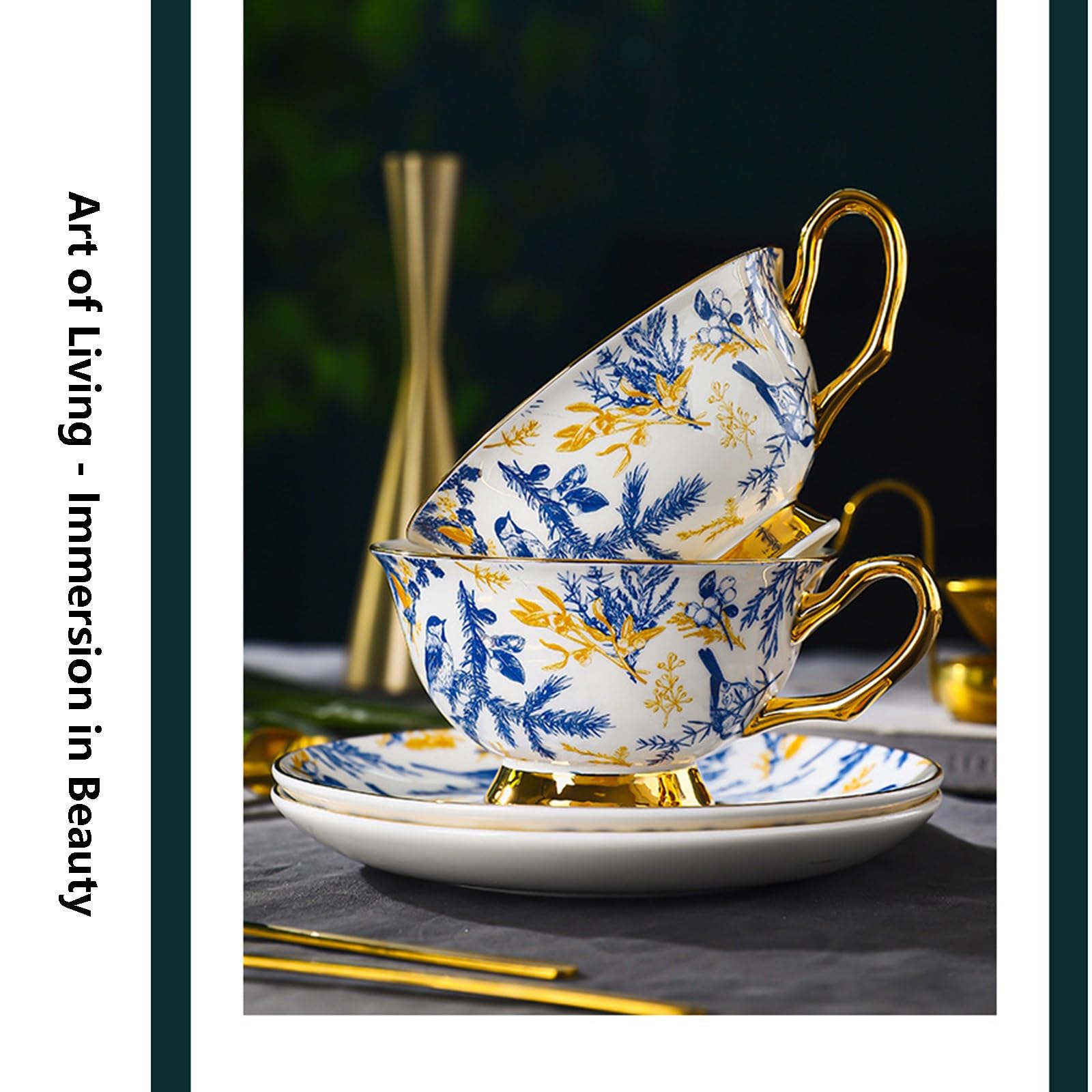 Zestaw spodków z europejskiej porcelany kostnej, zestaw spodków 6, zestaw popołudniowej herbaty, nowe pudełko prezentowe z porcelany kostnej do domu, kuchni, biura (H-4)