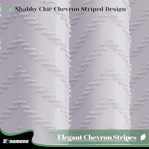 Vista 29 de Dynamene - Cortina de ducha, bohemia y rústica con rayas con chebrón en relieve, cortina texturizada para decoración de baño, juego de cortina A.