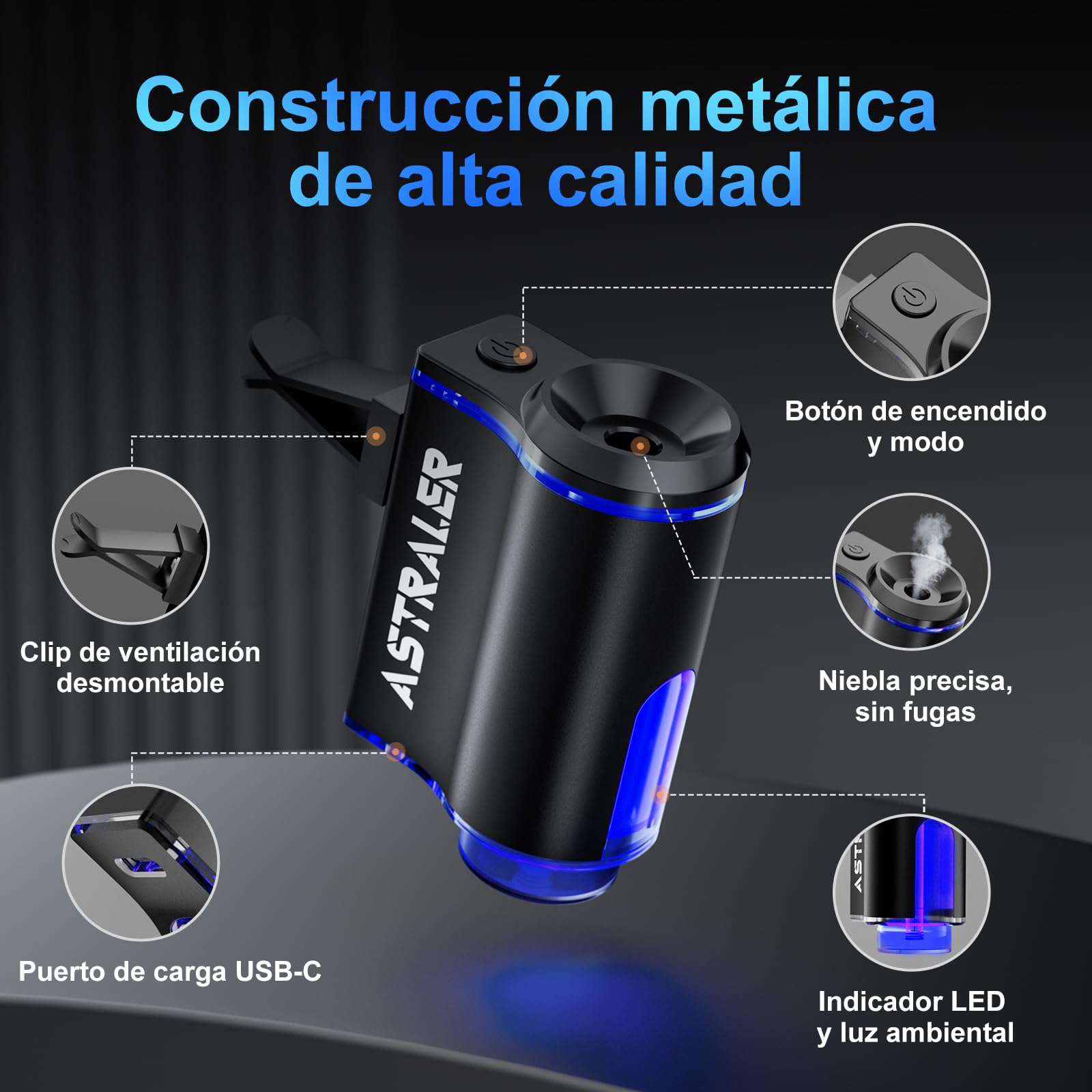 Ambientadores Coche con 3 Aceites Esenciales, Ambientadores de Larga Duración, Difusor de Aroma Recargable para Coche y Perfume Casero a Elegir, Encendido y Apagado Automático Inteligente