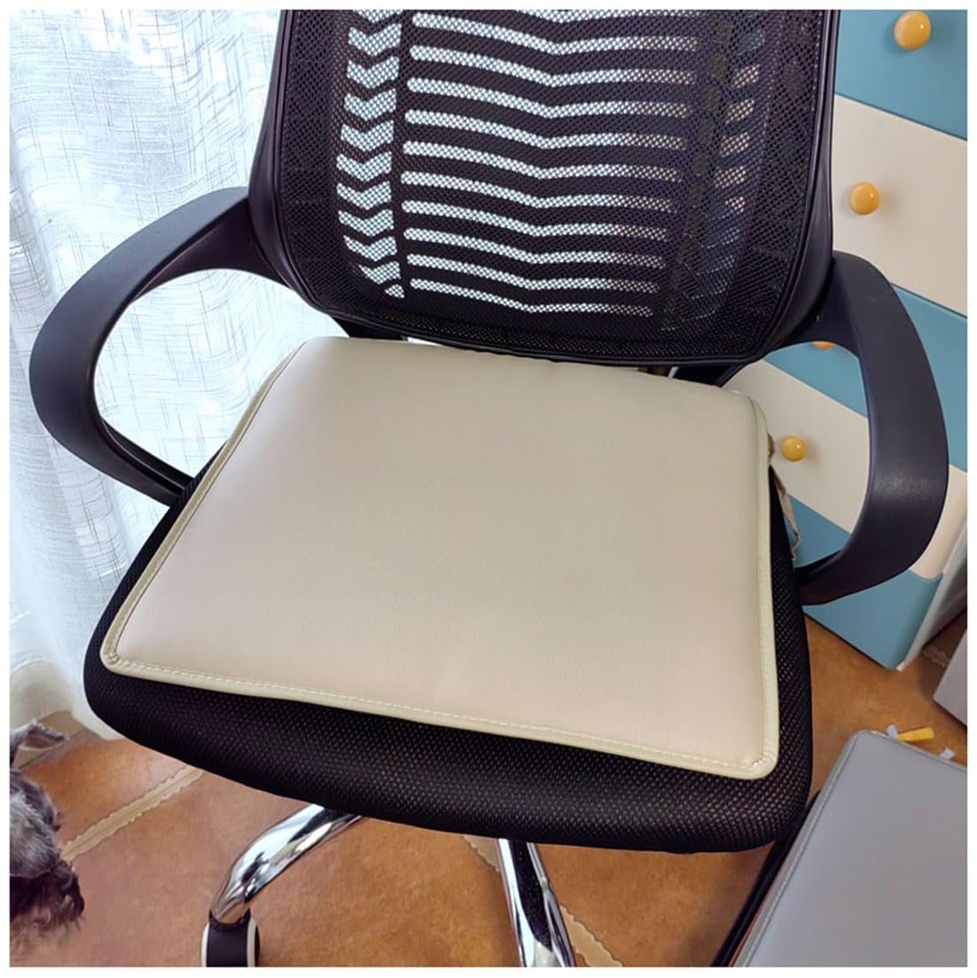 Zipinkl Square Faux Leather Dining Chair Pad，(Set Of 1/2/4) Thickened Waterproof Seat Cushion, Dining Room Chair Cushion Non-slip Office Square Chair Cushions