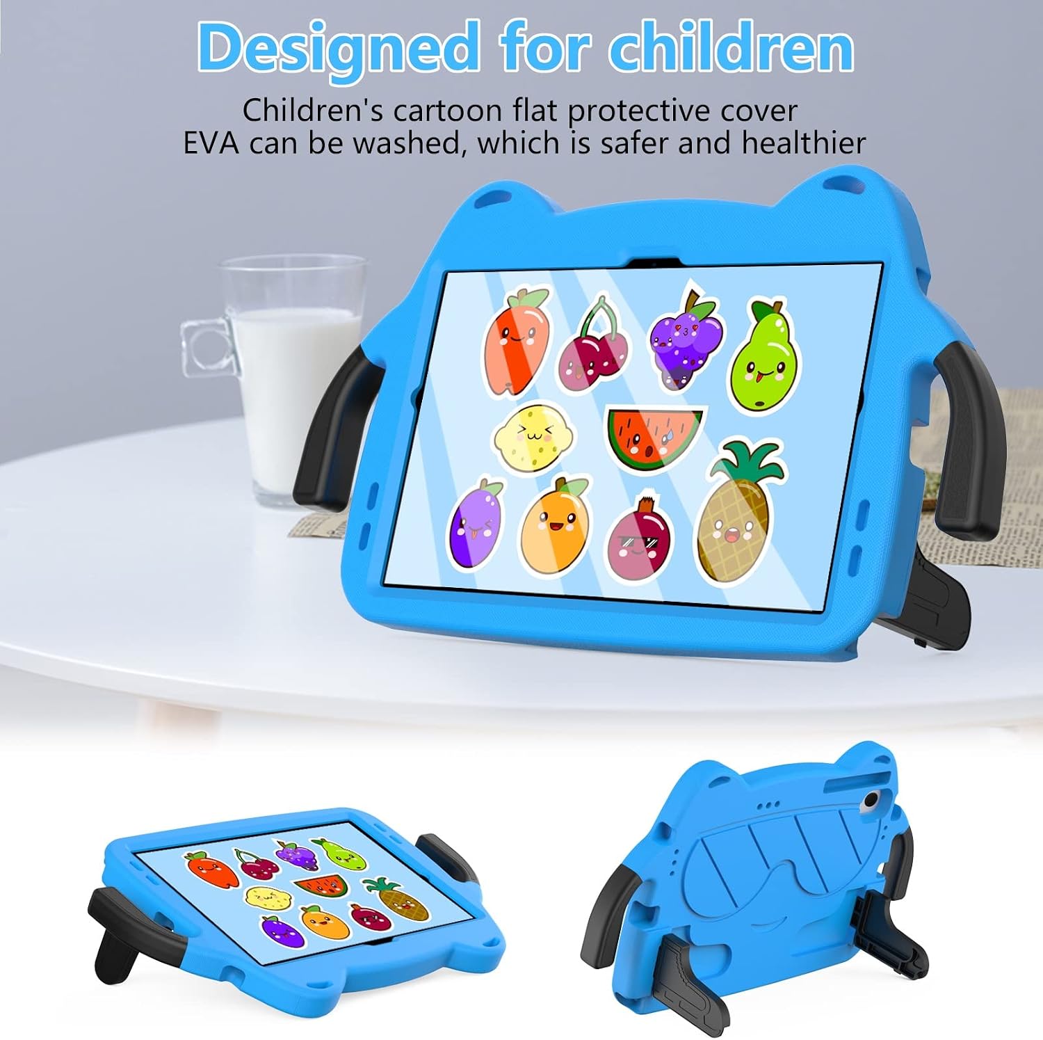 for Huawei MatePad SE 10.4 Inch 2023 Kids Friendly Cute Case,Lightweight EVA+Rugged PC Shockproof Stand Protective Tablet Case with Shoulder Strap(Blue) image 2