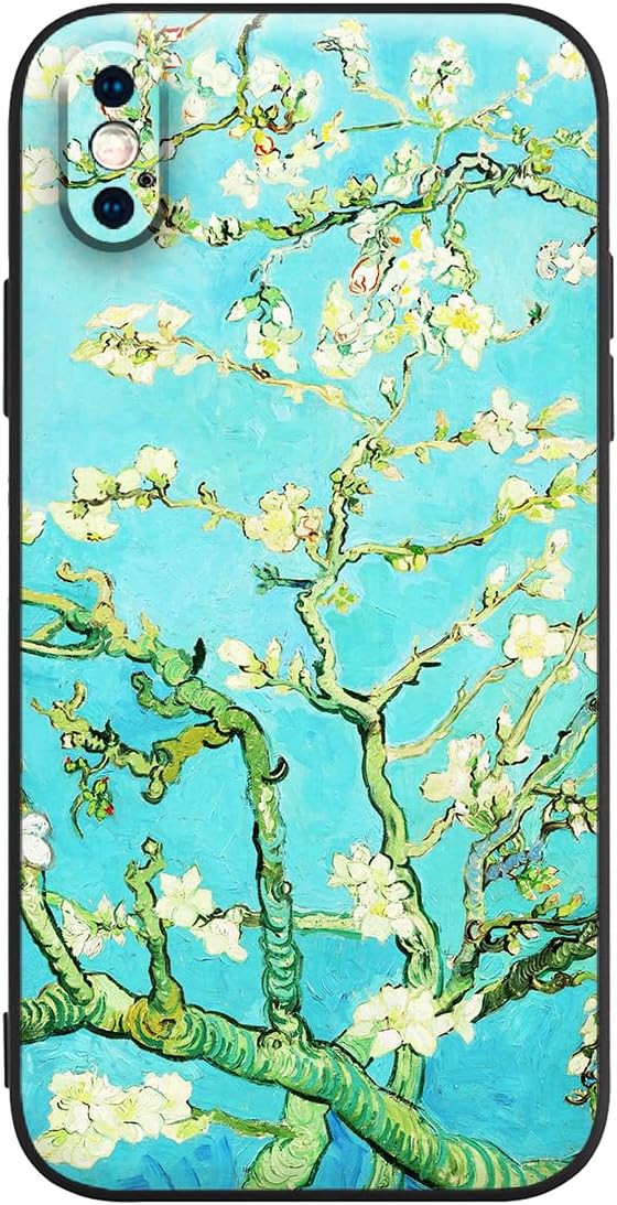 Berkin Arts Compatible with iPhone X Case/iPhone Xs Case (Not for iPhone Xs Max) Silicone Cover with Screen Protector Post-Impressionism Flower (Almond Blossom by Vincent Van Gogh) Almond blossom by Van Gogh iPhone X/XS