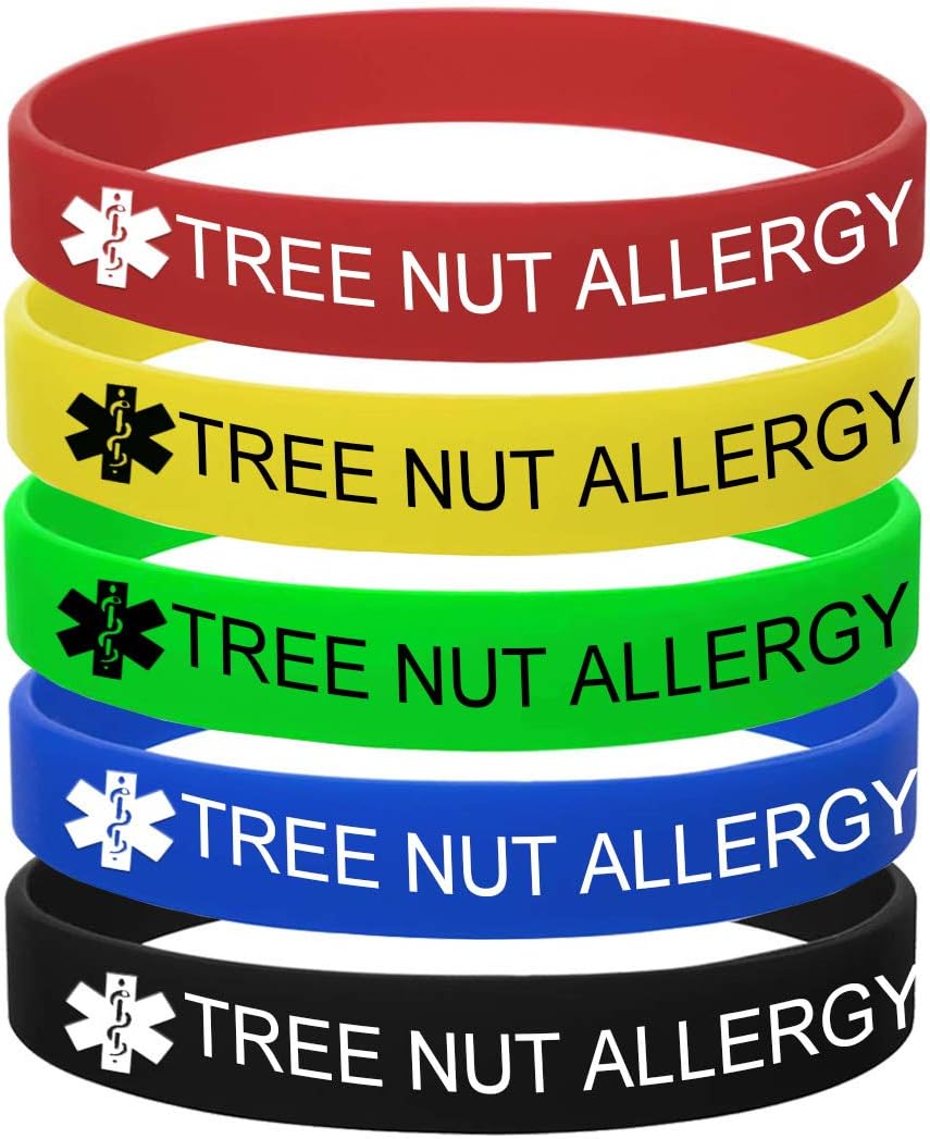 5 Color Pack-Personalized Engraved Medical Alert ID Jewelry Food Drug Allergy Bracelets,100% Silicone Rubber ID Survivor Bracelet Band,Emergency Contact Bracelet,Diabetes Bracelet,5.5"-7.9"