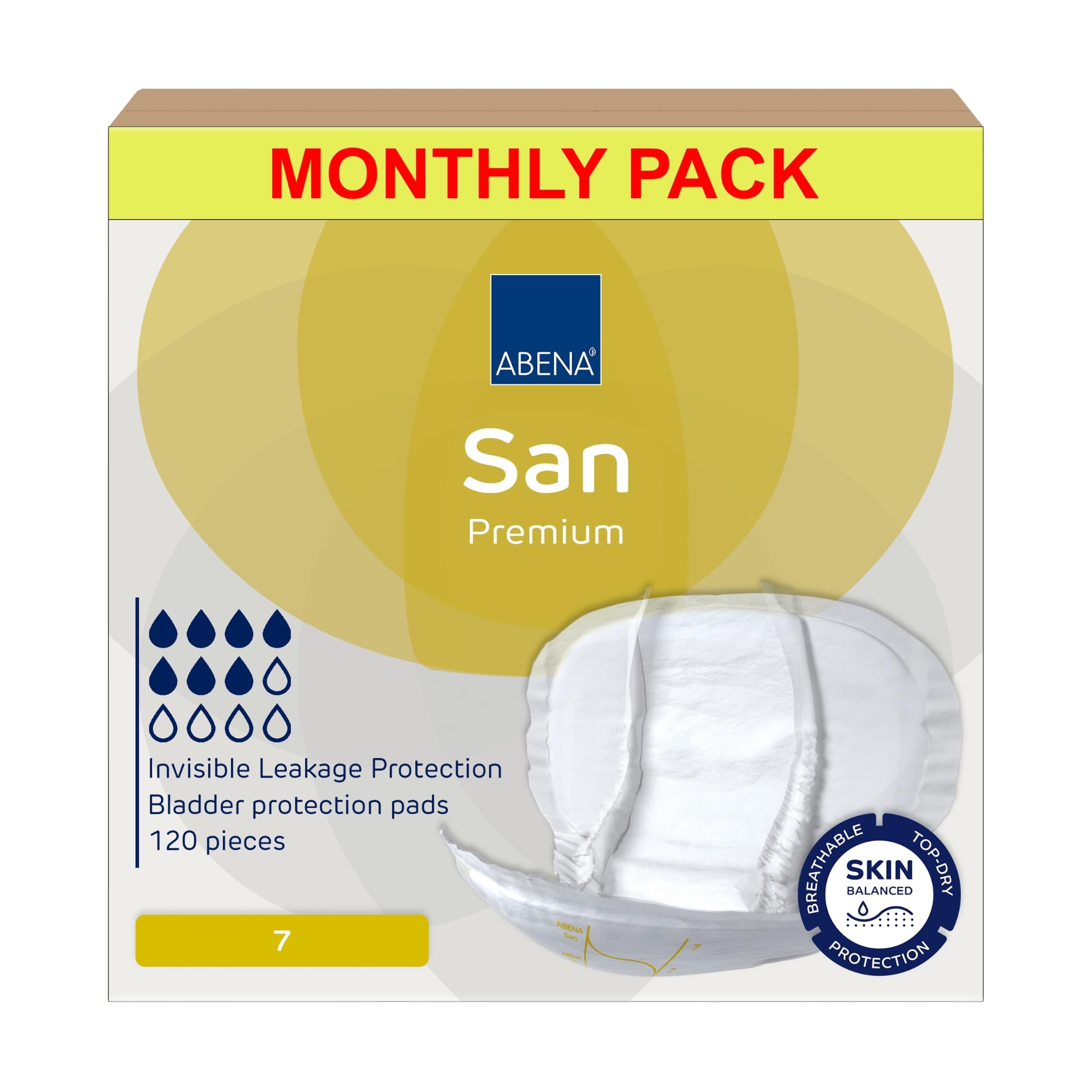 ABENA San Premium Size 7 Incontinence Pad, 2100ml Absorbency, Case of 4 Packs, White