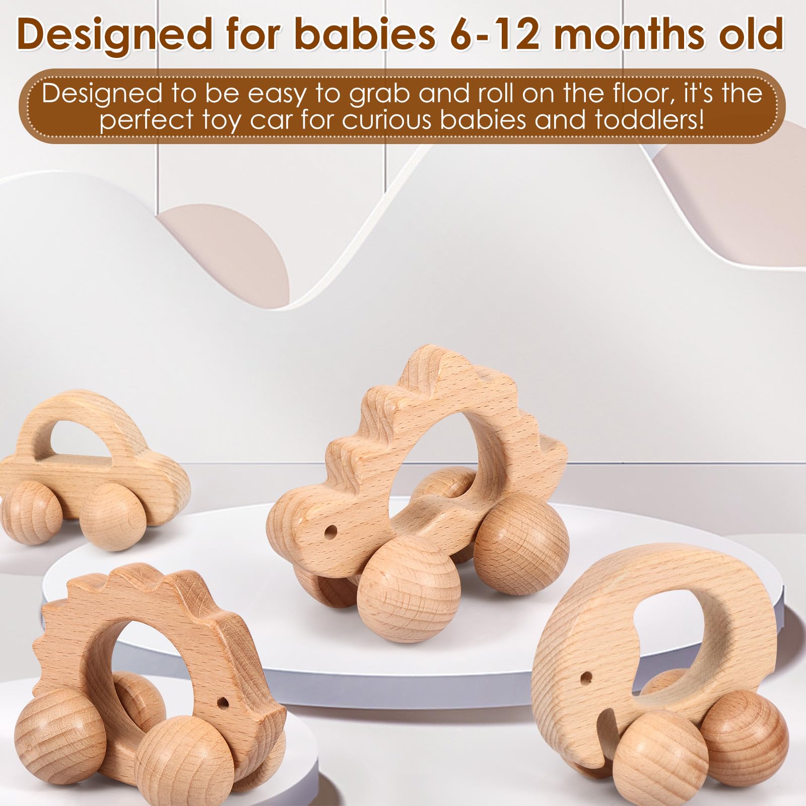 Wooden Cars Baby Toys Push and Pull Along Car for Toddlers 6 to 18 Months - Image 4