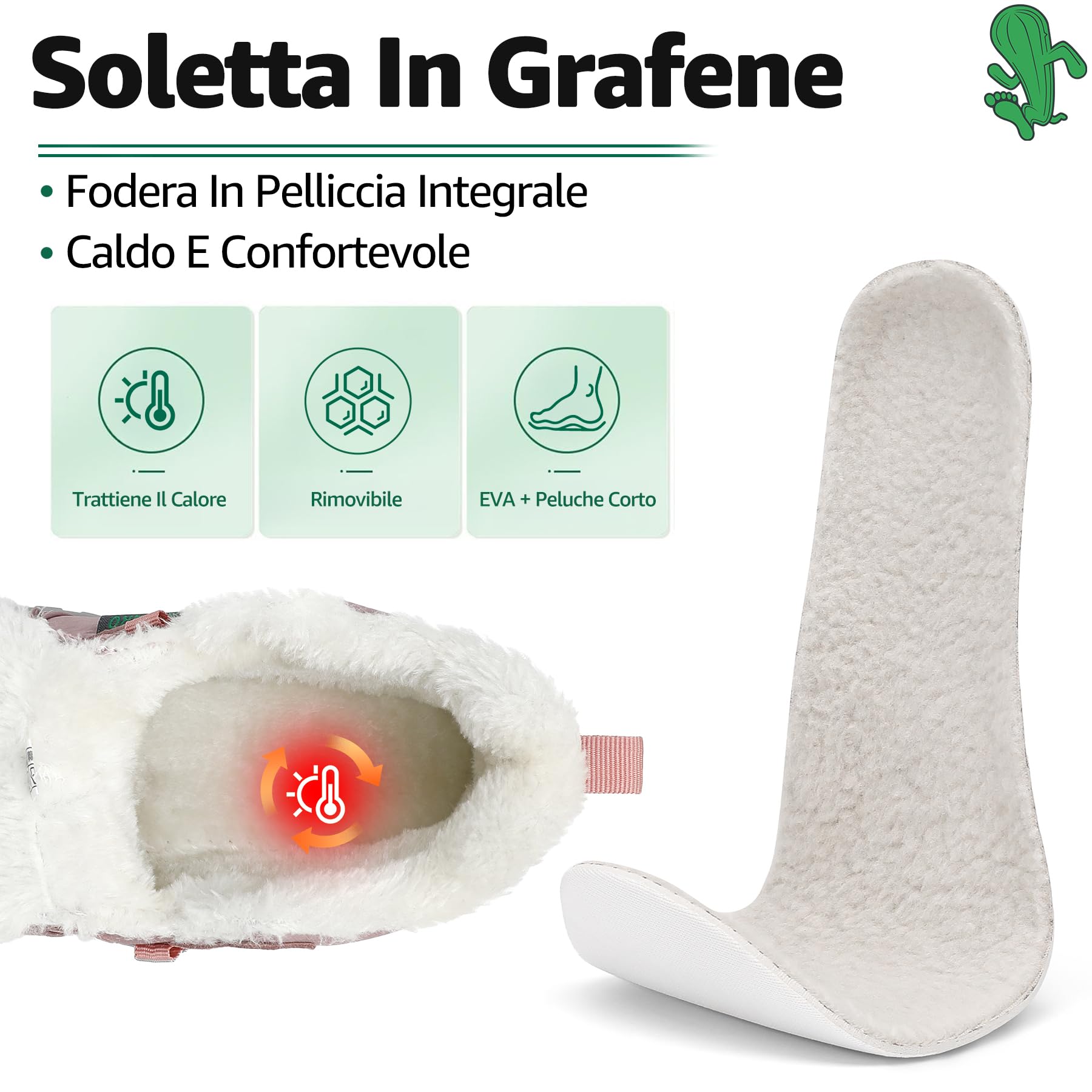 SAGUARO Barefoot Scarpe Invernali Caldo Stivali Neve per Uomo Donna,Gr.36-48