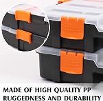 MIXPOWER Ensemble d'organisateurs de boîte à outils de 14 po en 2 pièces, 20 diviseurs amovibles, en plastique durable, excellent pour vis, écrous, petites pièces, 34 compartiments, noir/orange